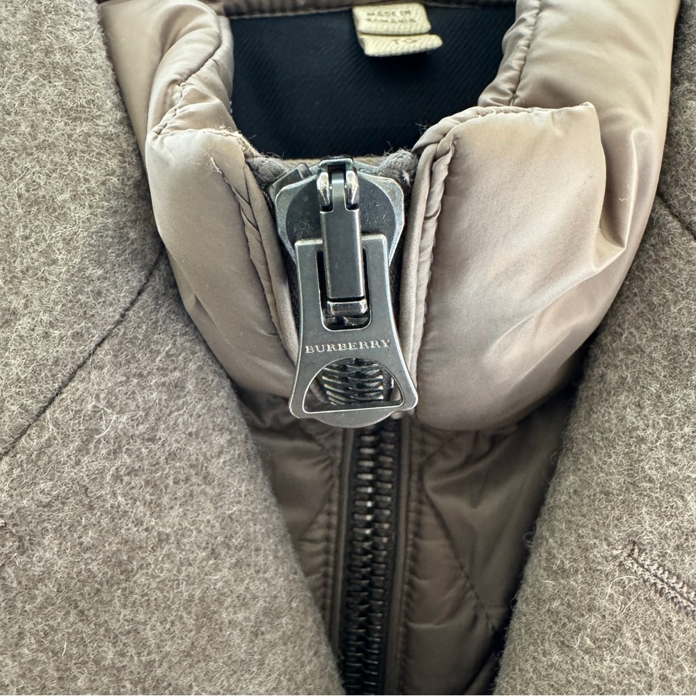 BURBERRY Men’s 3-in-1 Taupe Wool Cashmere Vest Coat